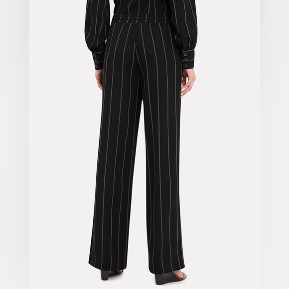 Anine Bing Isabella Pinstripe Pants Drawstring Pull On Black Stripe Size Medium - Picture 3 of 16